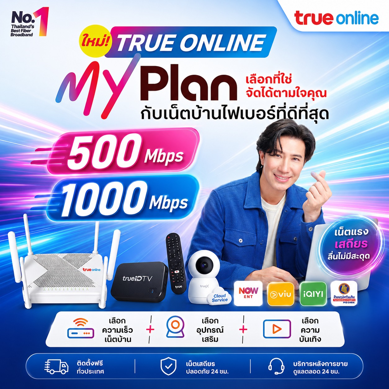 ภาพรวมแพ็กเกจ True Online My Plan ความเร็ว 500 และ 1000 Mbps